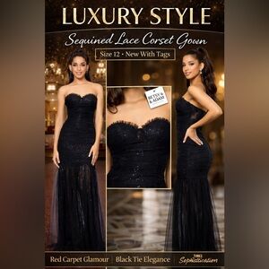 Betsy & Adam | Dresses | Betsy Adam Womens Black Ruffle Skirt Sleeveless  Formal Gown Dress 4 | Poshmark